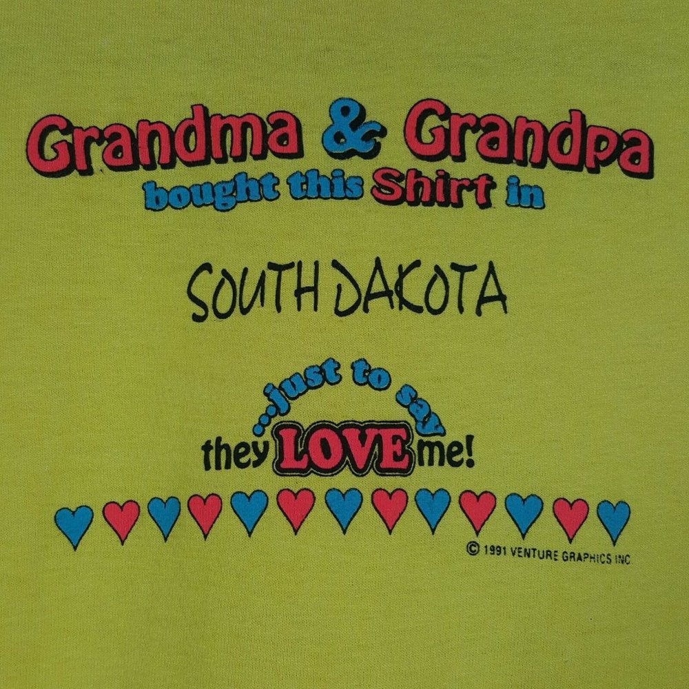 Vtg 90s Grandma Grandpa South Dakota Spell Out